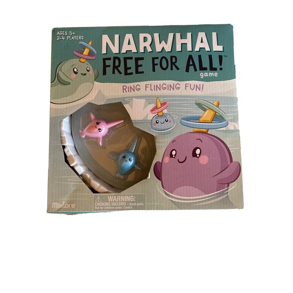 Mixlore Other - Mixlore Narwhal Free For All Game Blue Pink Ring Flinging Action Game